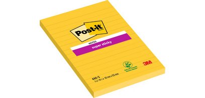 Bloc-note super sticky notes, 101 x 152 mm, jaune