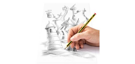 Crayon, hexagonal, présentoir de 100 pièces