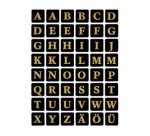 stickers alphabetique A-Z, film marqué, noir/or