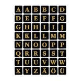 stickers alphabetique A-Z, film marqué, noir/or