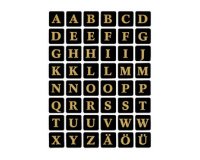 stickers alphabetique A-Z, film marqué, noir/or