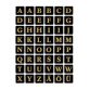 stickers alphabetique A-Z, film marqué, noir/or