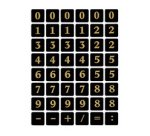 stickers chiffres 0-9, film marqué, or sur noir