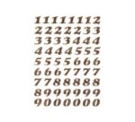 Chiffres adhésifs 0-9, film prismatic en or pailleté