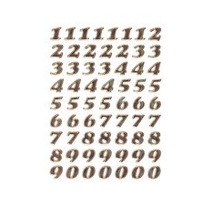 Chiffres adhésifs 0-9, film prismatic en or pailleté