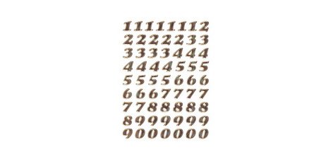 Chiffres adhésifs 0-9, film prismatic en or pailleté