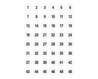 stickers chiffres 1-240, diamètre: 12 mm, blanc