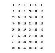 stickers chiffres 1-240, diamètre: 12 mm, blanc