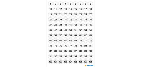 stickers chiffres 1-540, diamètre: 8 mm, blanc