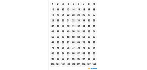 stickers chiffres 1-540, diamètre: 8 mm, blanc