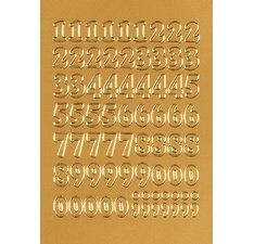 Chiffres adhèsifs 0-9, Film en or, chiffres marqués