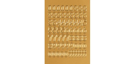 Chiffres adhèsifs 0-9, Film en or, chiffres marqués