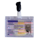 Porte-badge, avec clip, 54 x 86 mm, transparent