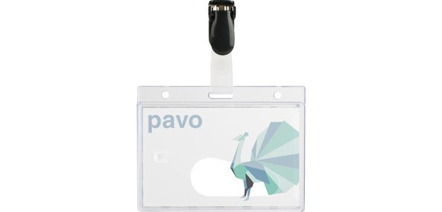 Porte-badge, avec clip, 54 x 86 mm, transparent