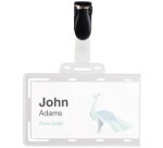 Porte-badge, avec clip, 54 x 86 mm, transparent