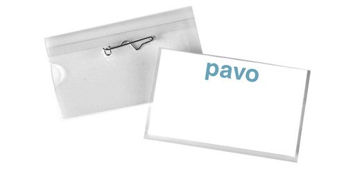 Porte-badge, avec aiguille, 40 x 60 mm, transparent