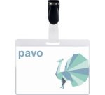 Porte-badge plastifié, avec clip, 54 x 90 mm