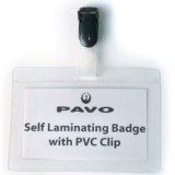 Porte-badge plastifié, avec clip, 54 x 90 mm