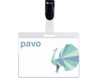 Porte-badge plastifié, avec clip, 54 x 90 mm
