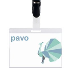 Porte-badge plastifié, avec clip, 54 x 90 mm