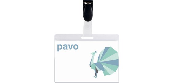 Porte-badge plastifié, avec clip, 54 x 90 mm