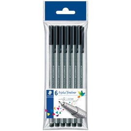 Fineliner triplus zwart - zakje van 6 stuks