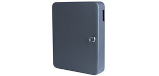 Key cabinet in steel, key lock, dark gray