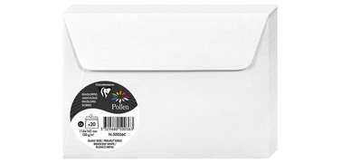 BLANC NATUREL, Paquet de 20 enveloppes Pollen 114x162mm 120g/m2 - Blanc naturel