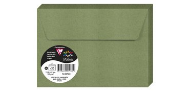 Paquet de 20 enveloppes Pollen C6 114x162 120g/m2 - Vert sauge