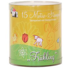 Kit de tampons à motif 'printemps', boite ronde