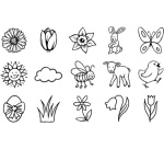 Kit de tampons à motif 'printemps', boite ronde