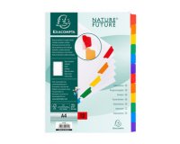 Intercalaires carte blanche 160g avec onglets couleurs renforcés - 6 positions - A4 - Blanc