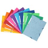 Chemise 3 rabats à élastiques carte lustrée 400g/m2 - A4 - Couleurs assorties