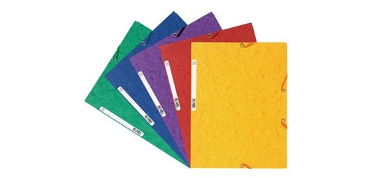 Chemise 3 rabats à élastiques carte lustrée 400g/m2 - A4 - Couleurs assorties