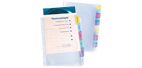 Pochettes perforées intercalaires, A4, 12 positions