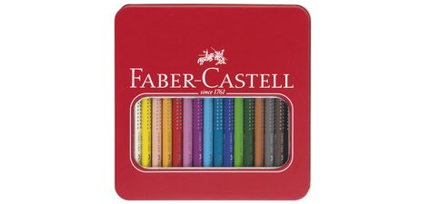 FABER-CASTELL Crayons de couleur Jumbo GRIP, étui en métal