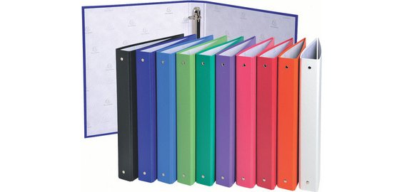 Classeur rembordé PP, A4, 4 anneaux, assorti
