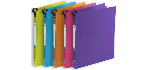 Classeur 2 anneaux plastifié Oxford School Life A4 - Dos 3 cm couleurs assorties