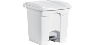 Poubelle à pédale 'the step', 30 litres, blanc/blanc