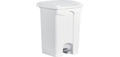 Poubelle à pédale 'the step', 45 litres, blanc/rouge