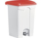 Poubelle à pédale 'the step', 45 litres, blanc/rouge