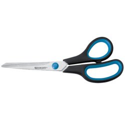 Westcott ciseaux Easygrip, ft 20,4 cm, droite en gauche, bouts pointus, inox, bleu/noir, blister de 1 piè