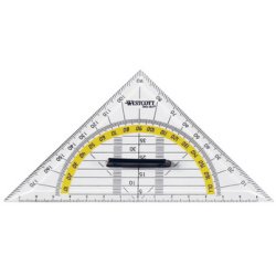 Geodriehoek, schuine zijde: 140 mm, afneembare handgreep