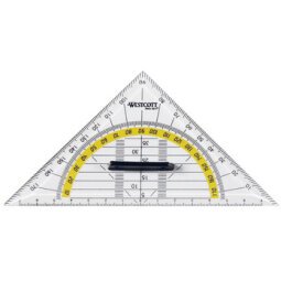 Geodriehoek, schuine zijde: 140 mm, afneembare handgreep