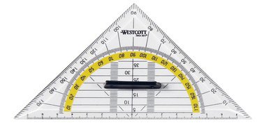 Equerre géométrique, hypoténuse: 140 mm, poignée