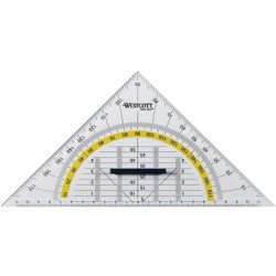 Geodriehoek, schuine zijde: 220 mm, afneembare handgreep