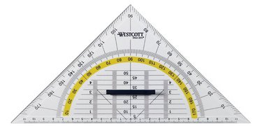 Geometric square, hypotenuse: 220 mm, handle