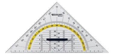 Equerre géométrique, hypoténuse: 220 mm, poignée