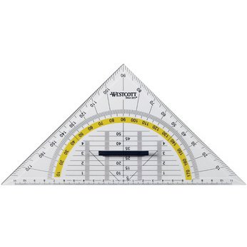 Equerre géométrique, hypoténuse: 220 mm, poignée