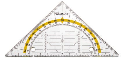 Equerre géométrique avec perforations pour classeur